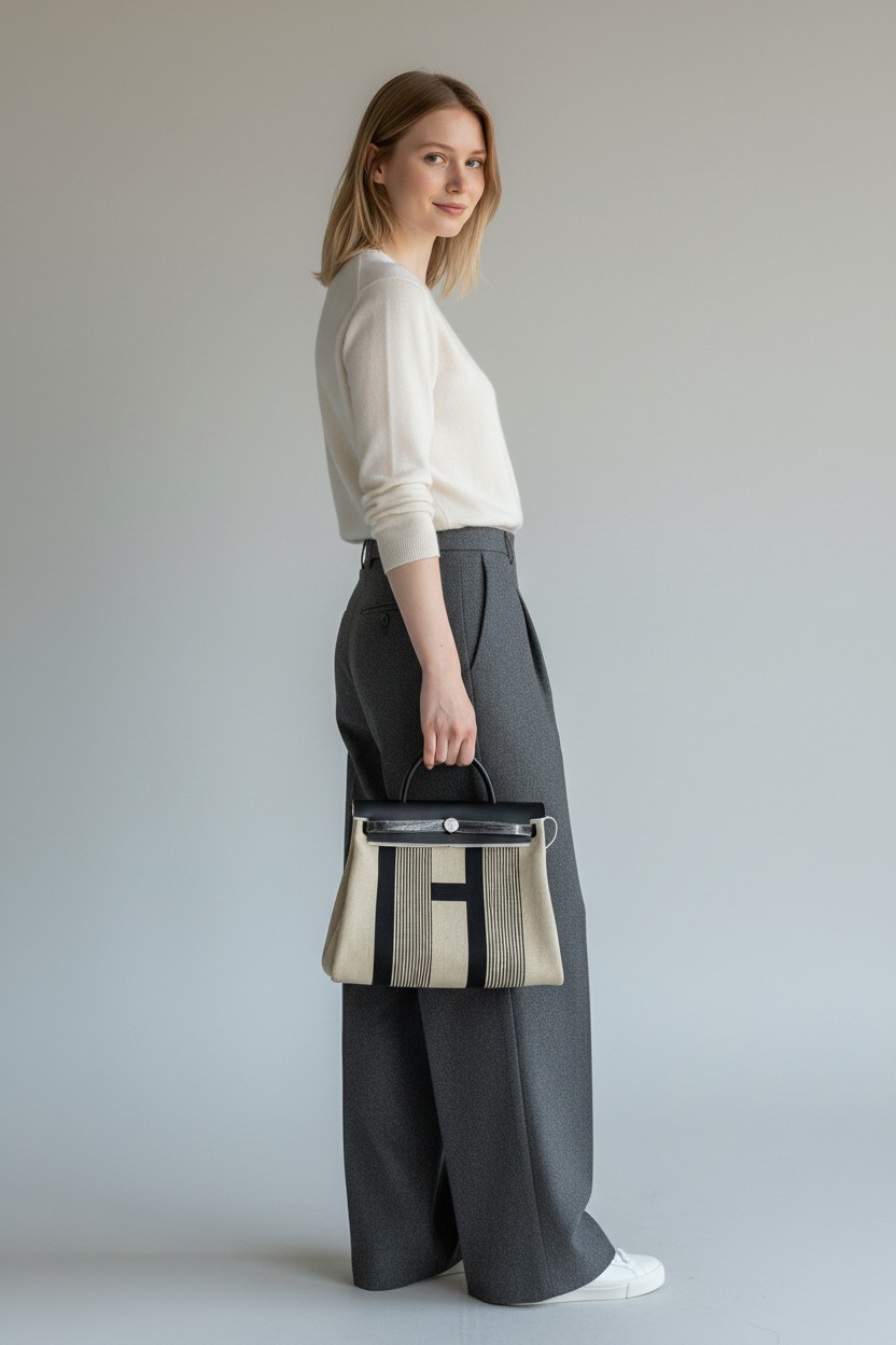 에르백 Herbag 31 H로고 캔버스 블랙