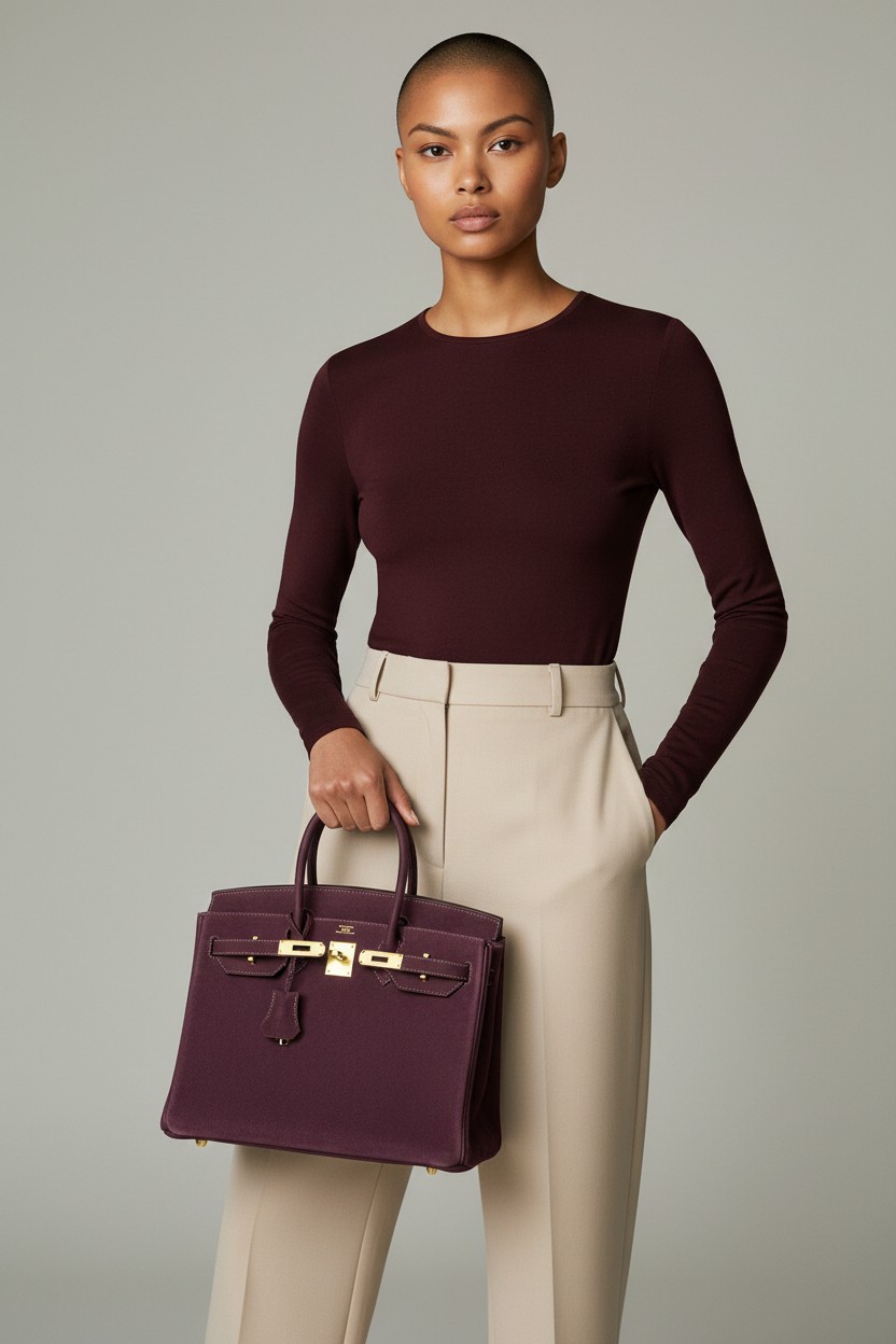 버킨 Birkin 30 스웨이드 57 보르도(Bordeaux) 골드 하드웨어