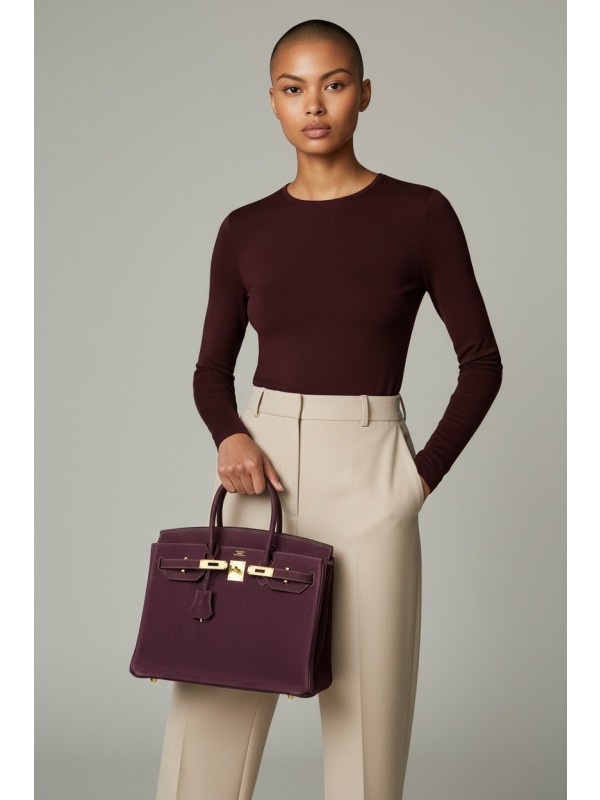 버킨 Birkin 30 스웨이드 57 보르도(Bordeaux) 골드 하드웨어