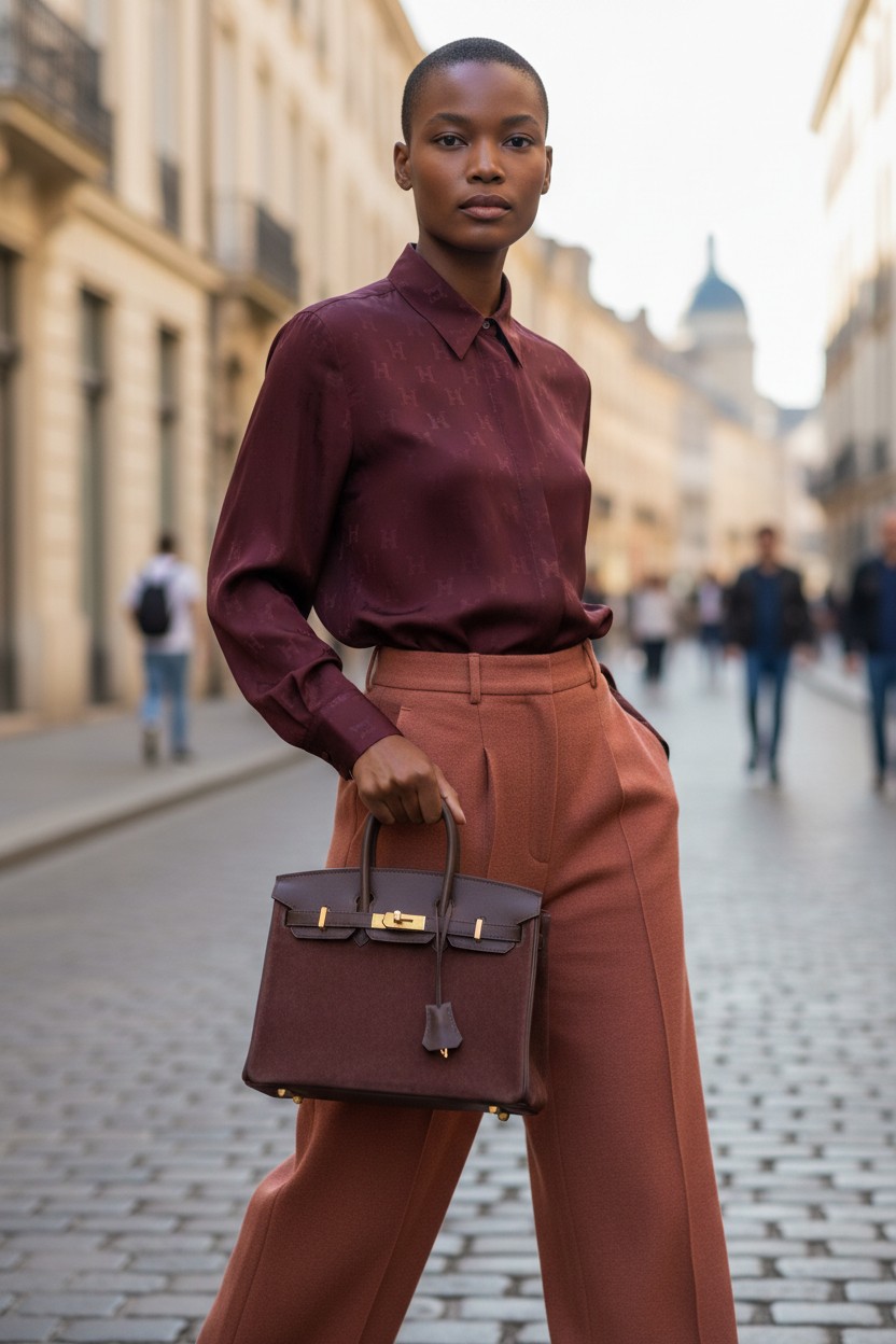 버킨 Birkin 25 스웨이드 + 스위프트 swift 레드 브라운(Red Brown) 골드 하드웨어