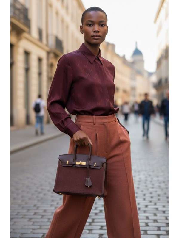 버킨 Birkin 25 스웨이드 + 스위프트 swift 레드 브라운(Red Brown) 골드 하드웨어