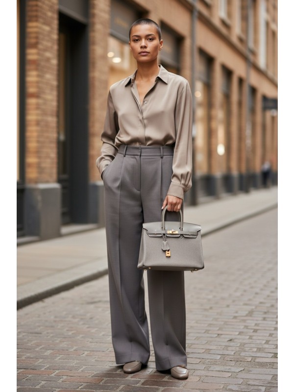 버킨 Birkin 25 스웨이드 + 스위프트 swift 에토프 그레이(Etoupe) 골드 하드웨어