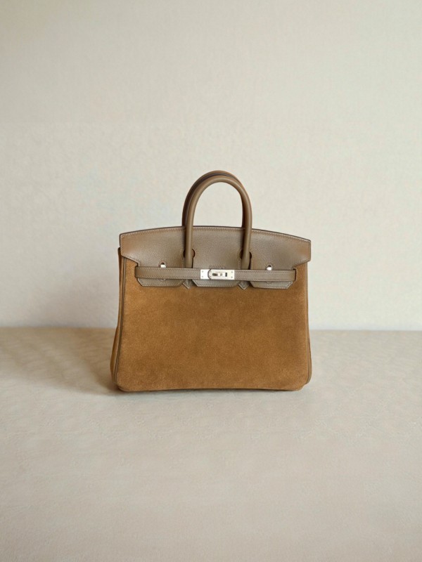 버킨 Birkin 25 스웨이드 + 스위프트 swift 체스넛(Chestnut) 로즈골드 하드웨어