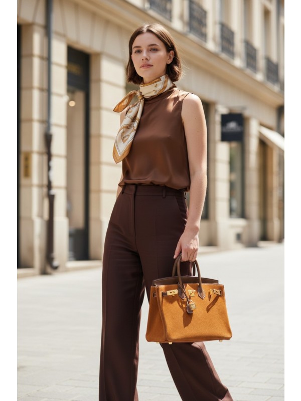 버킨 Birkin 25 스웨이드 + 스위프트 swift 체스넛(Chestnut) 골드 하드웨어