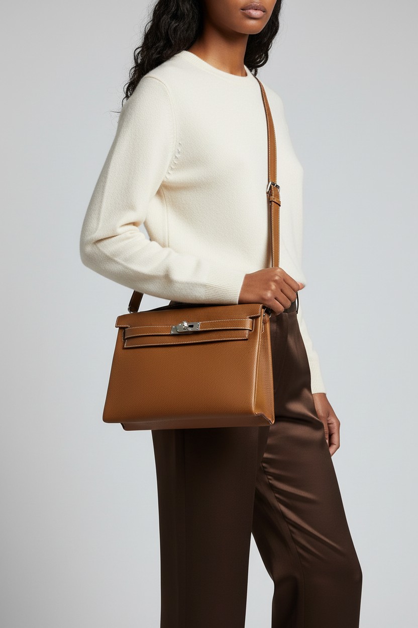 켈리 메신저 Kelly Messenger 34 Togo 골드 브라운(Gold Brown) 그레이 실버 하드웨어