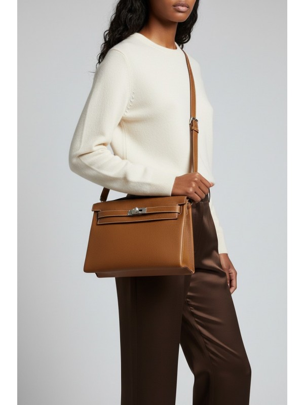 켈리 메신저 Kelly Messenger 34 Togo 골드 브라운(Gold Brown) 그레이 실버 하드웨어