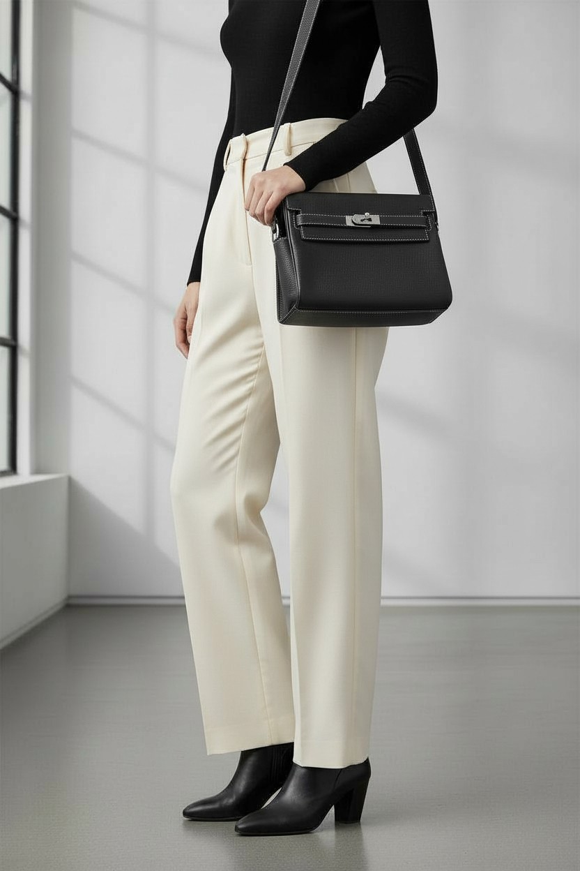 켈리 메신저 Kelly Messenger 25 Togo 블랙(Black) 실버 하드웨어(화이트 스티치)