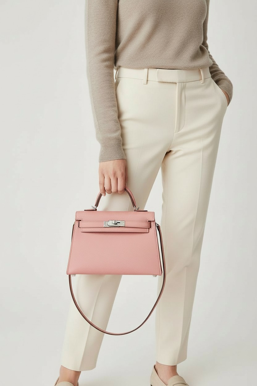 미니 켈리 2세대 Mini Kelly II 19 Epsom 밀크셰이크 핑크 실버 하드웨어