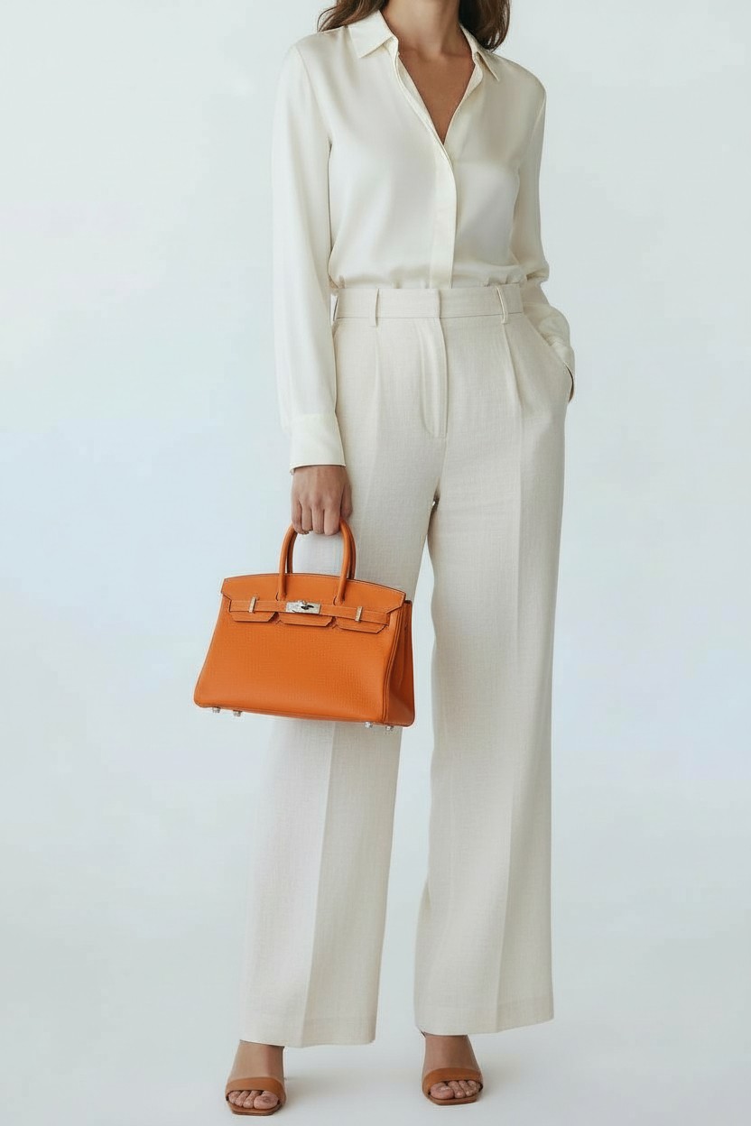 숄더 버킨 Shoulder Birkin 42 Togo 오렌지(Orange) 실버 하드웨어