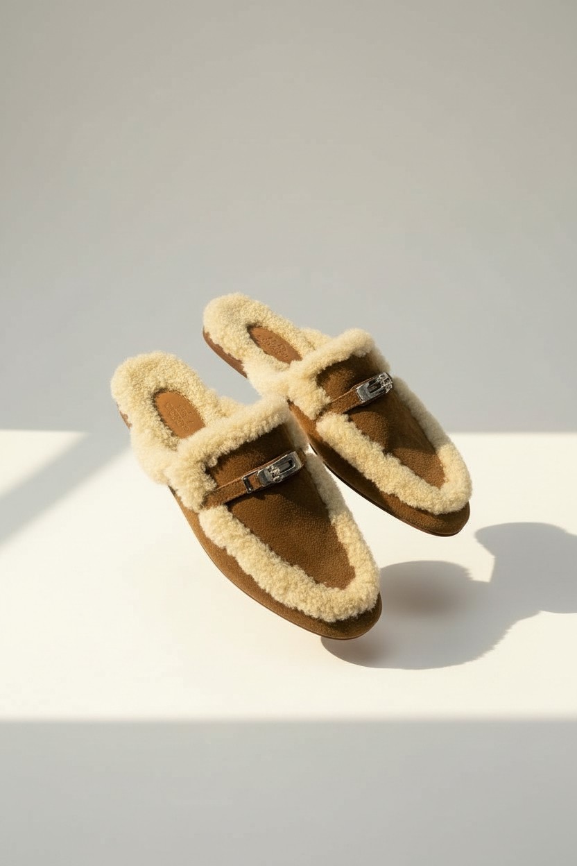 에르메스 Hermès 켈리 Kelly Buckle Mule 슬리퍼 (with Shearling Lining)