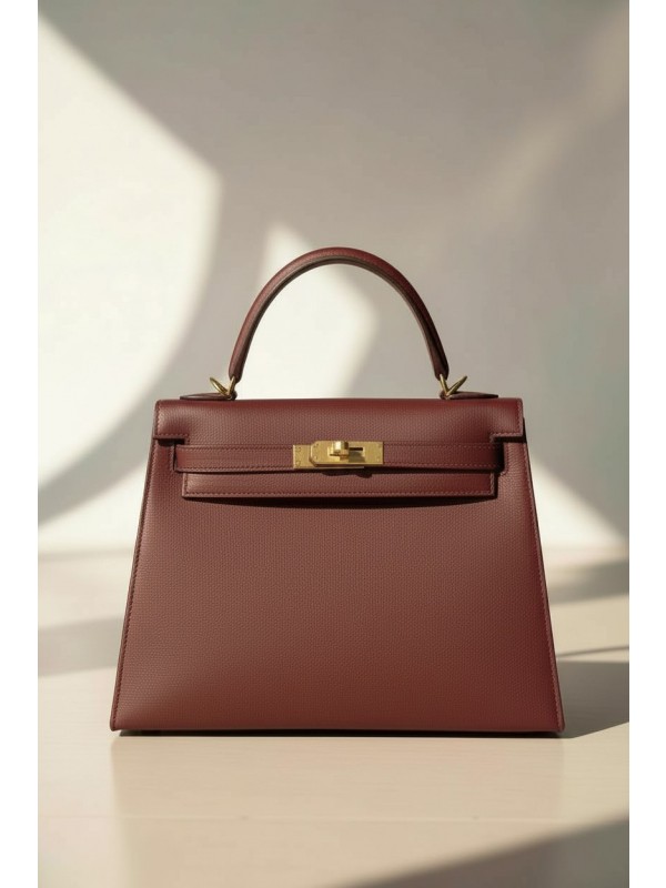켈리 Kelly 28 Epsom Wine Red 골드 하드웨어